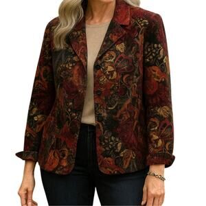 Chico’s Women's Large (2) Velvet Jacket Bohemian Paisley Jeweled Floral